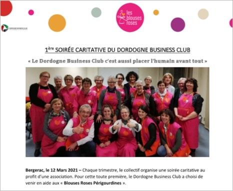 Flyer présentant l'opération caritative du DBC au profit des Blouses Roses. Groupe de bénévoles Blouses Roses